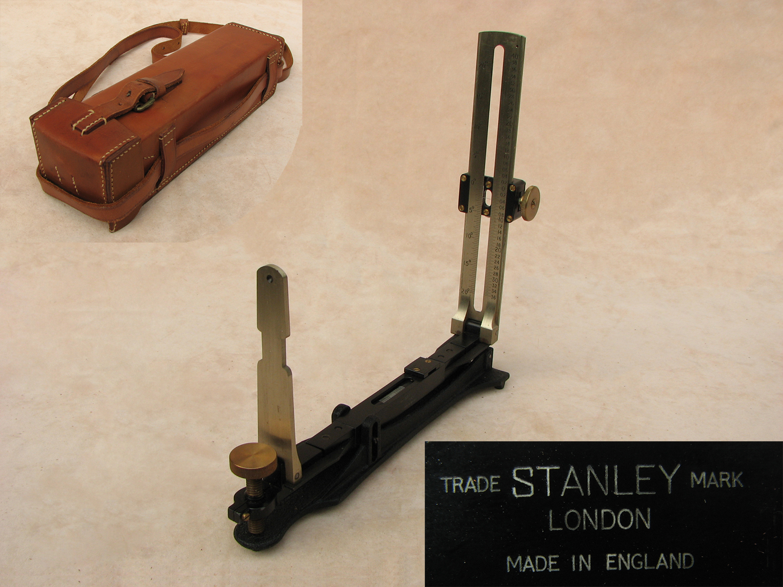 W F Stanley Indian pattern clinometer with case